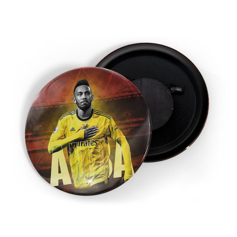 dhcrafts Round Fridge Magnet Yellow color Pierre-Emerick Aubameyang /Auba Glossy Finish Design Pack of 1 (75 mm)