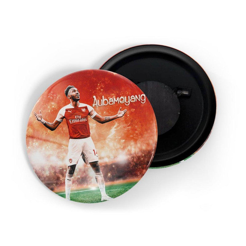 dhcrafts Round Fridge Magnet Orange color Pierre-Emerick Aubameyang Glossy Finish Design Pack of 1 (75 mm)