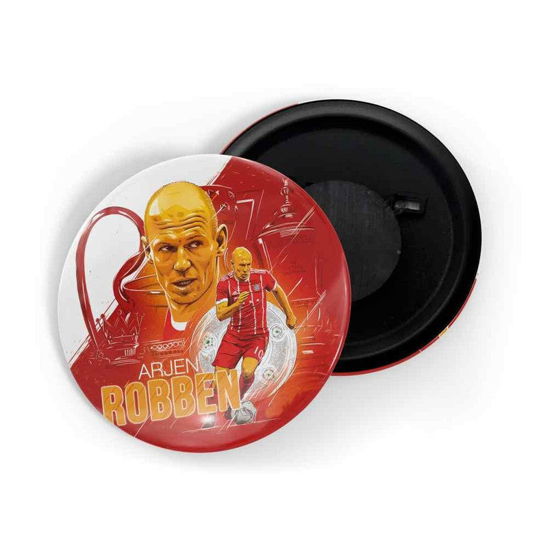 dhcrafts Round Fridge Magnet Orange color Arjen Robben Glossy Finish Design Pack of 1 (75 mm)