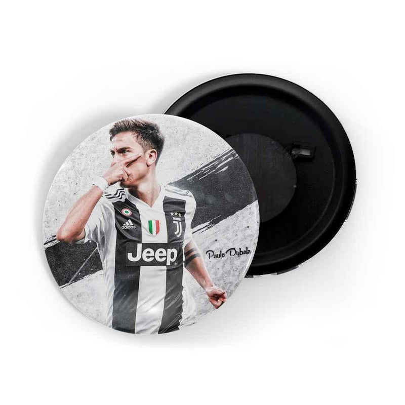 dhcrafts Round Fridge Magnet White color Paulo Dybala Glossy Finish Design Pack of 1 (75 mm)