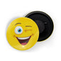 dhcrafts Yellow Color Round Fridge Magnet Grinning Face With Wink Emoji Glossy Finish Design Pack of 1 (58 mm)