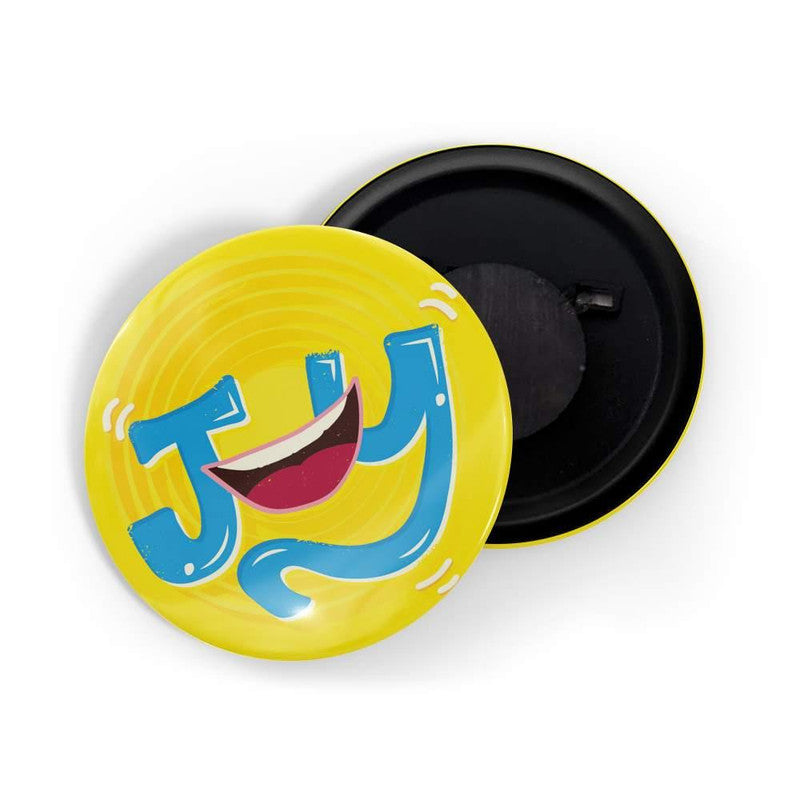 dhcrafts Round Fridge Magnet Yellow color Emotions Joy Glossy Finish Design Pack of 1 (75 mm)