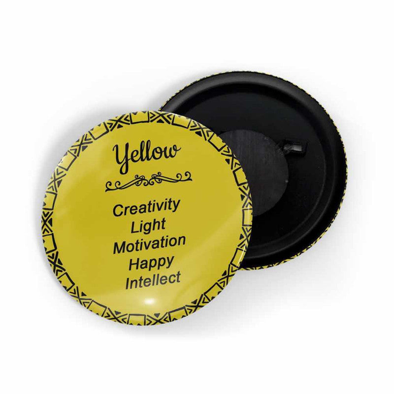 dhcrafts Round Fridge Magnet Yellow Color Meaning Glossy Finish Design Pack of 1 (58 mm)