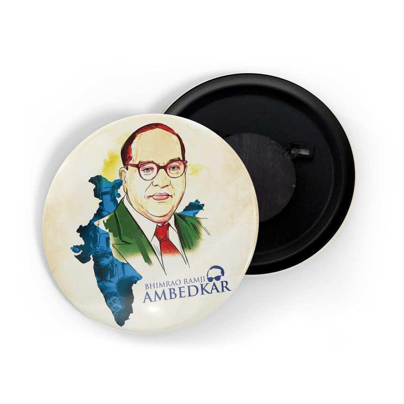 dhcrafts Round Fridge Magnet Yellow color Bhimrao Ramji Ambedkar D2 Glossy Finish Design Pack of 1 (58 mm)