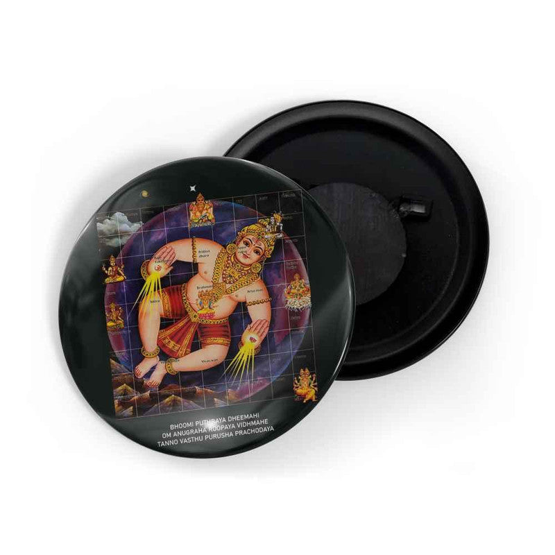 dhcrafts Round Fridge Magnet Black color Vastu Purusha Glossy Finish Design Pack of 1 (58 mm)
