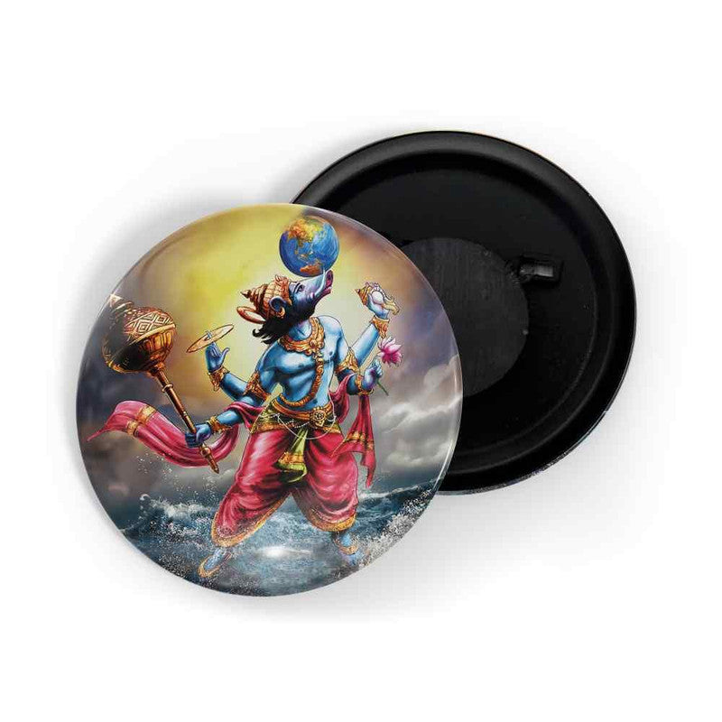 dhcrafts Round Fridge Magnet Multicolour Varaha Glossy Finish Design Pack of 1 (58 mm)