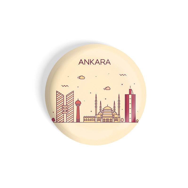 dhcrafts Round Fridge Magnet Brown Color Ankara Glossy Finish Design Pack of 1 (58 mm)