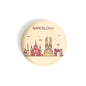 dhcrafts Round Fridge Magnet Brown Color Barcelona Glossy Finish Design Pack of 1 (58 mm)