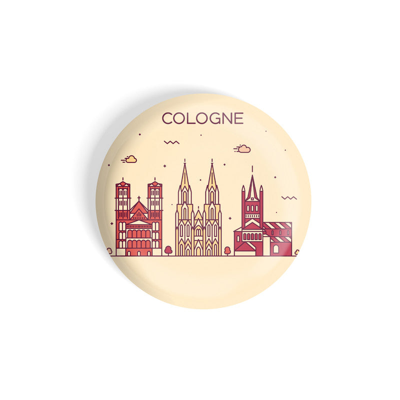 dhcrafts Round Fridge Magnet Brown Color Cologne Glossy Finish Design Pack of 1 (58 mm)