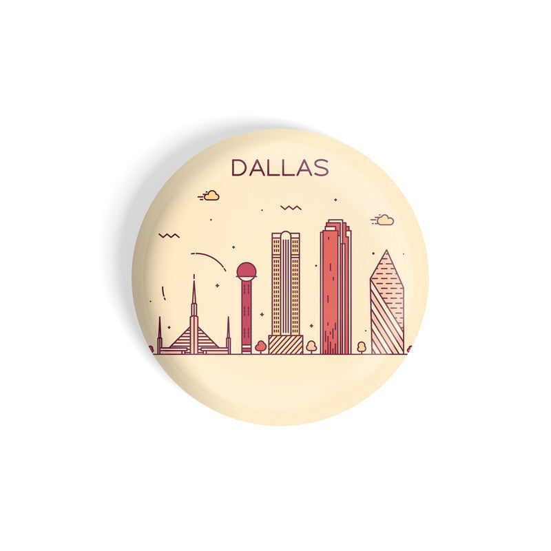 dhcrafts Round Fridge Magnet Brown Color Dallas Glossy Finish Design Pack of 1 (58 mm)