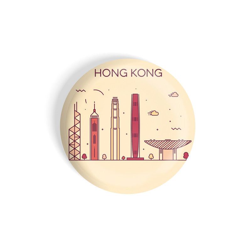 dhcrafts Round Fridge Magnet Brown Color Hong Kong Glossy Finish Design Pack of 1 (58 mm)