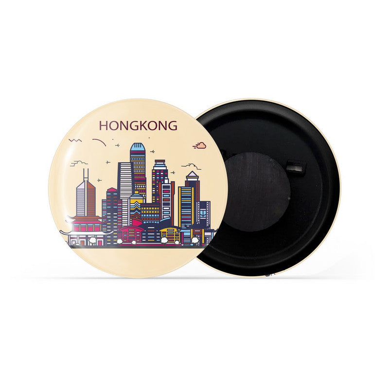 dhcrafts Fridge Magnet Brown Color Hong Kong Glossy Finish Design Pack of 1
