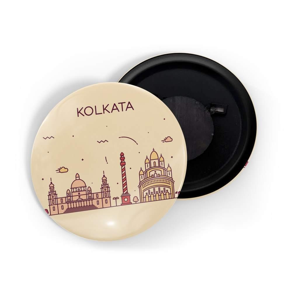 dhcrafts Fridge Magnet Brown Color Kolkata Glossy Finish Design Pack of 1