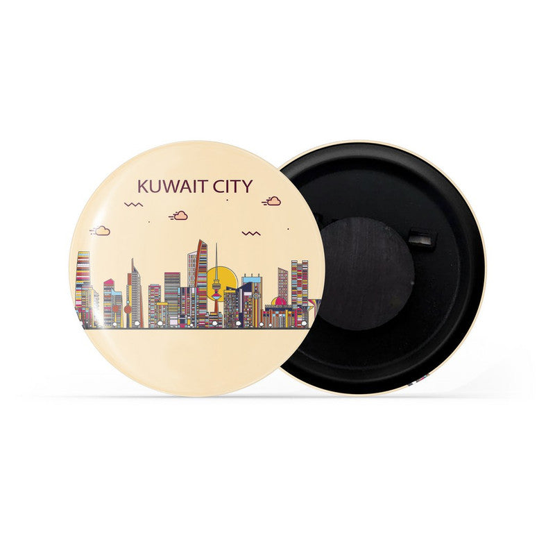 dhcrafts Fridge Magnet Brown Color Kuwait City Glossy Finish Design Pack of 1