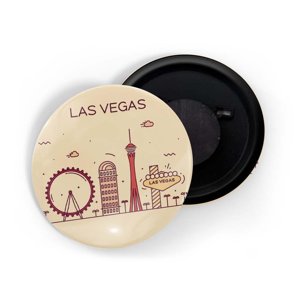 dhcrafts Fridge Magnet Brown Color Las Vegas Glossy Finish Design Pack of 1