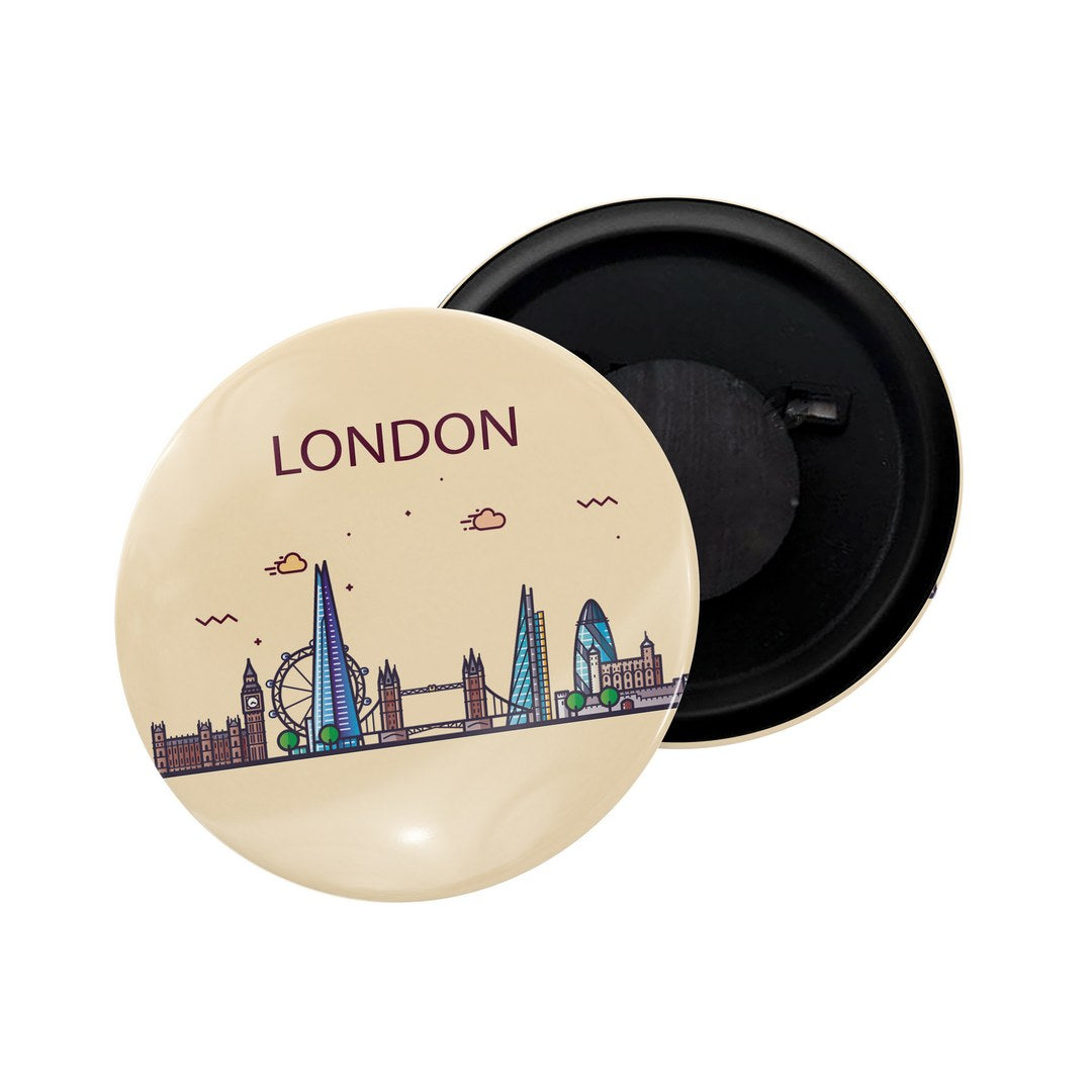 dhcrafts Fridge Magnet Brown Color London Glossy Finish Design Pack of 1