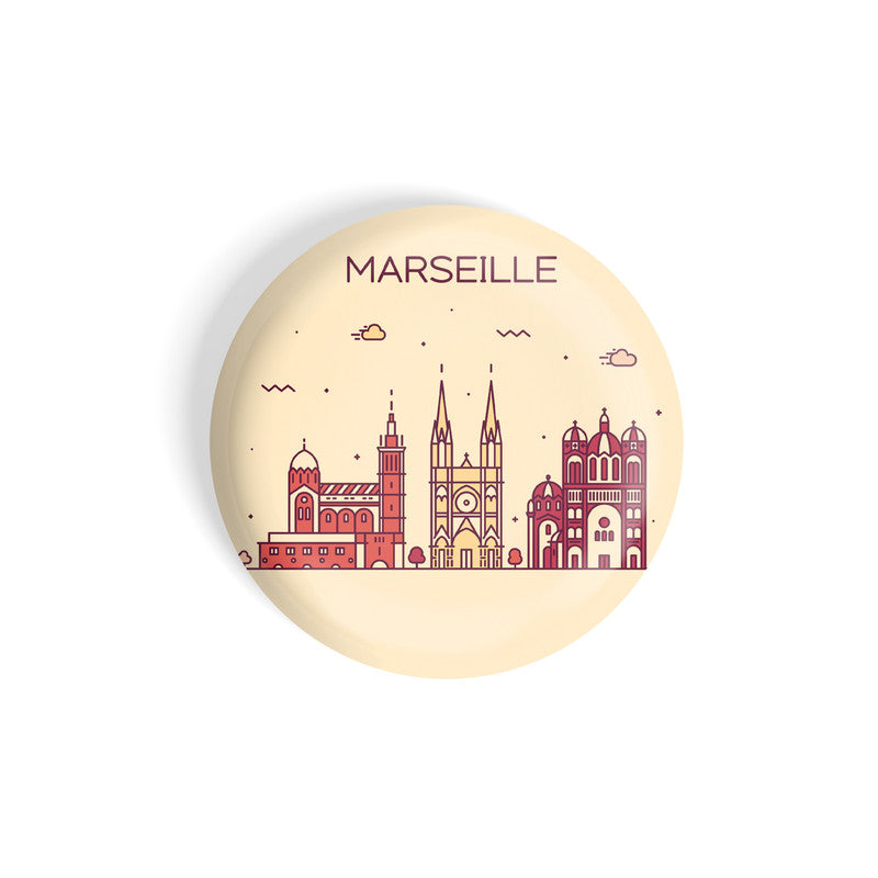 dhcrafts Round Fridge Magnet Brown Color Marseille Glossy Finish Design Pack of 1 (58 mm)