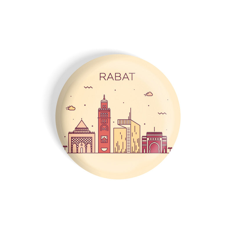 dhcrafts Round Fridge Magnet Brown Color Rabat Glossy Finish Design Pack of 1 (58 mm)