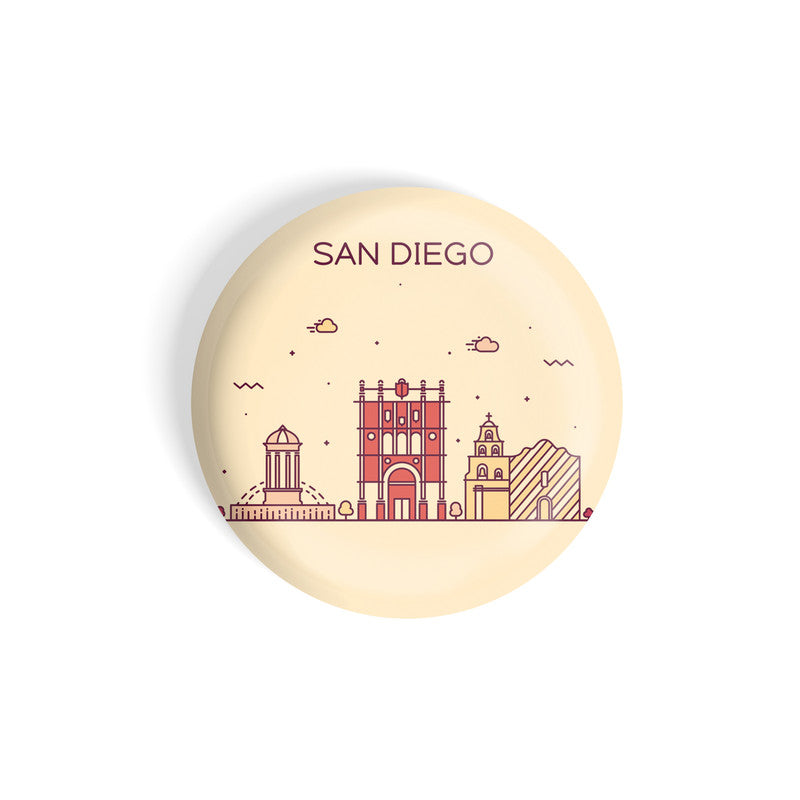dhcrafts Round Fridge Magnet Brown Color San Diego Glossy Finish Design Pack of 1 (58 mm)