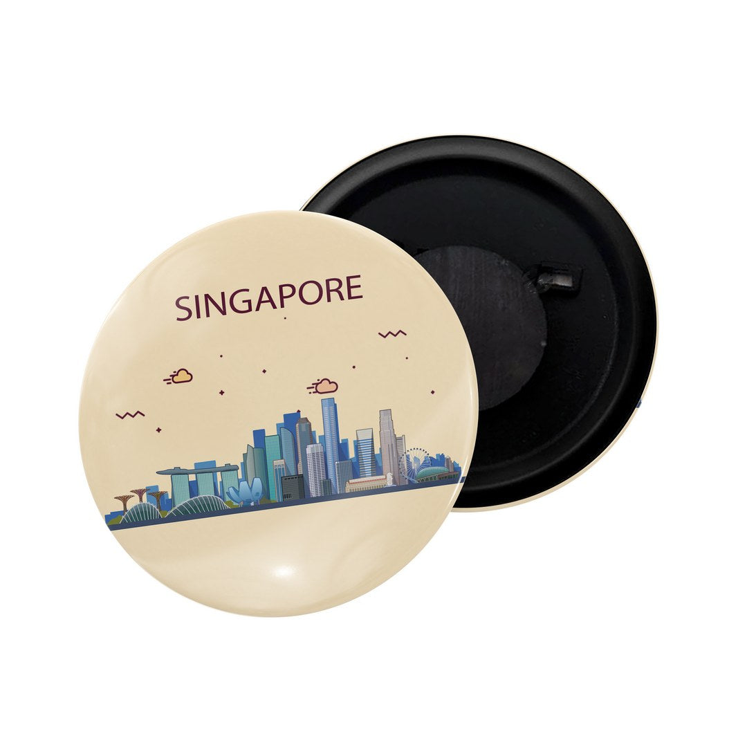 dhcrafts Fridge Magnet Brown Color Singapore Glossy Finish Design Pack of 1