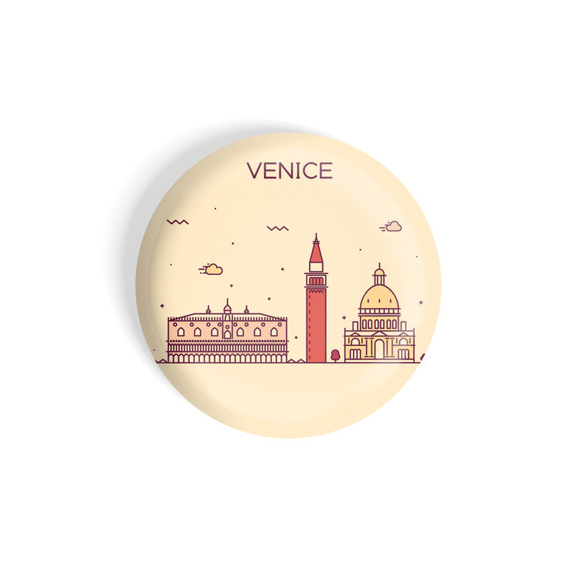 dhcrafts Round Fridge Magnet Brown Color Venice Glossy Finish Design Pack of 1 (75 mm)