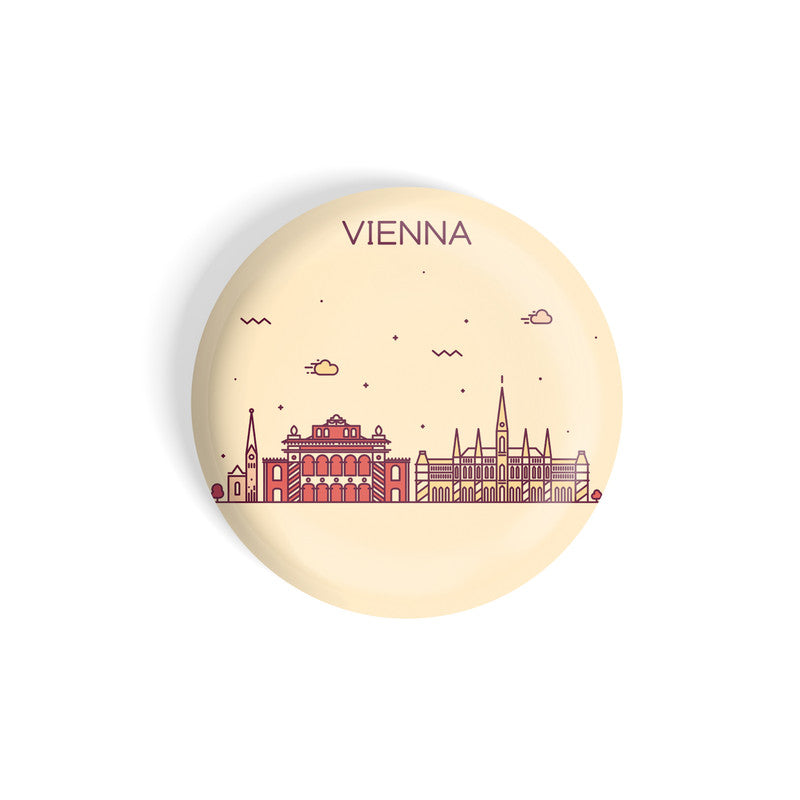dhcrafts Round Fridge Magnet Brown Color Vienna Glossy Finish Design Pack of 1 (75 mm)