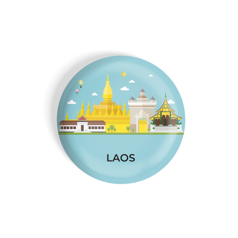 dhcrafts Round Fridge Magnet Blue Color Laos Glossy Finish Design Pack of 1 (75 mm)
