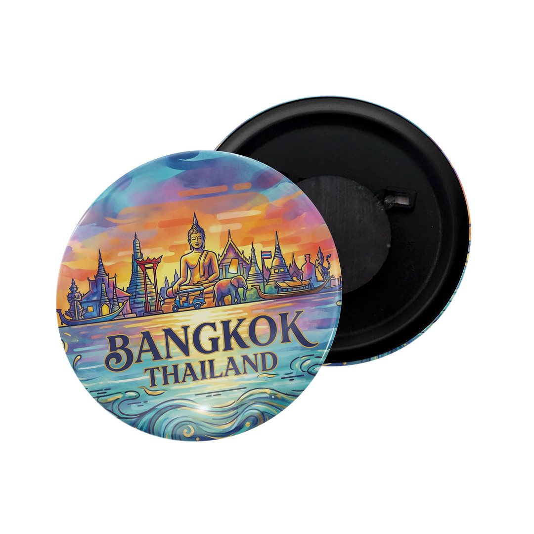 dhcrafts Fridge Magnet White Color Bangkok Thailand Glossy Finish Design Pack of 1