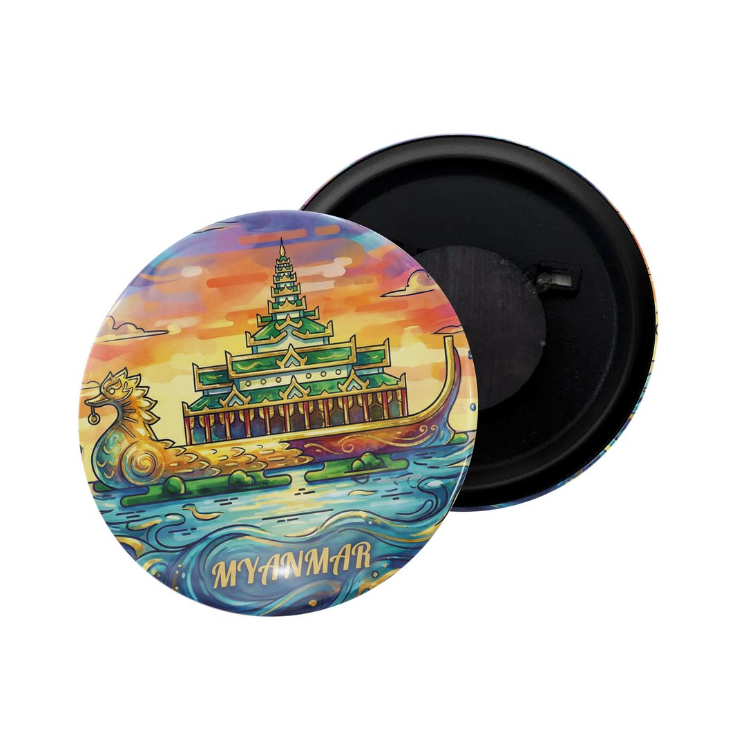 dhcrafts Fridge Magnet White Color Myanmar Glossy Finish Design Pack of 1