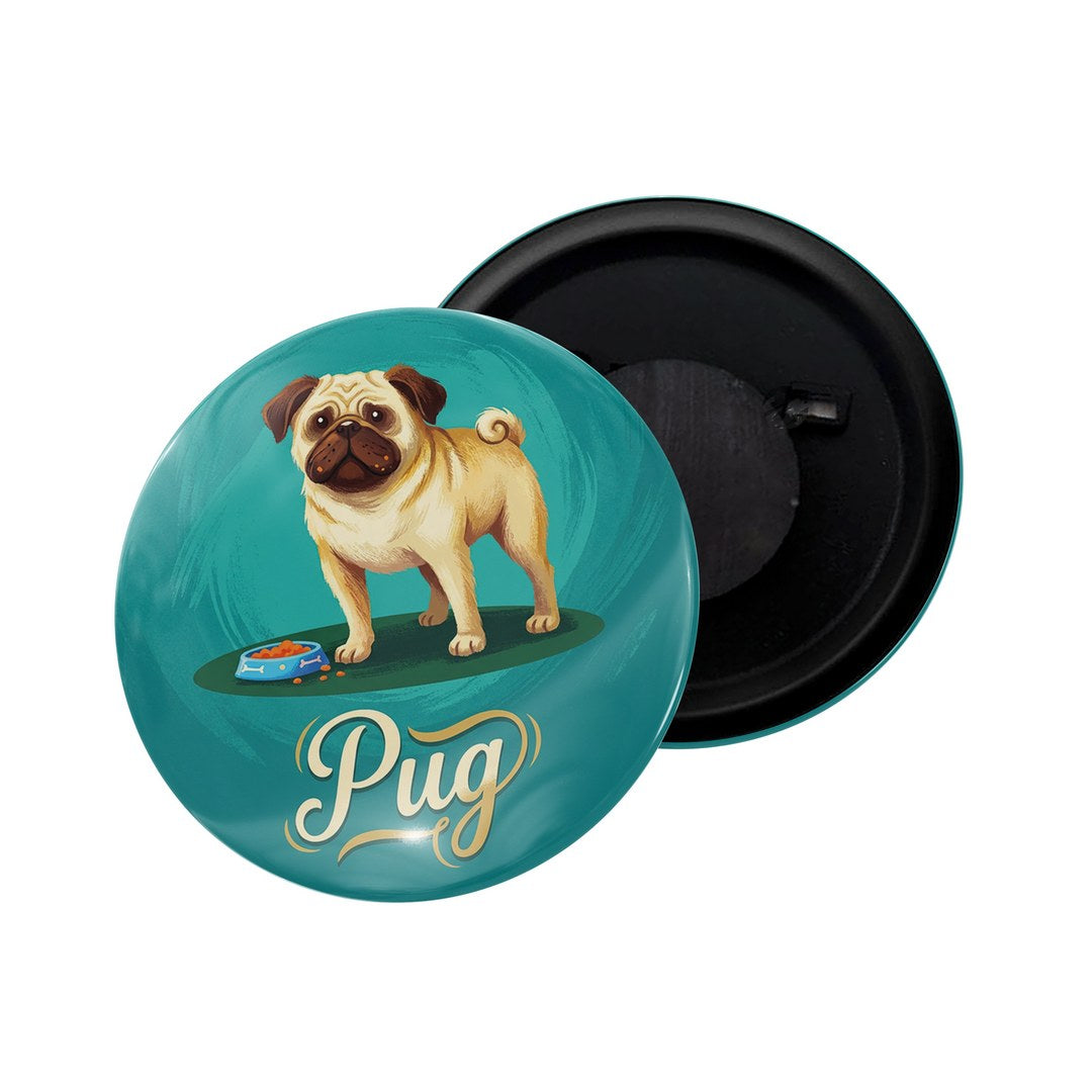 dhcrafts Fridge Magnet Green Color Pug Pet Dog Glossy Finish Design Pack of 1