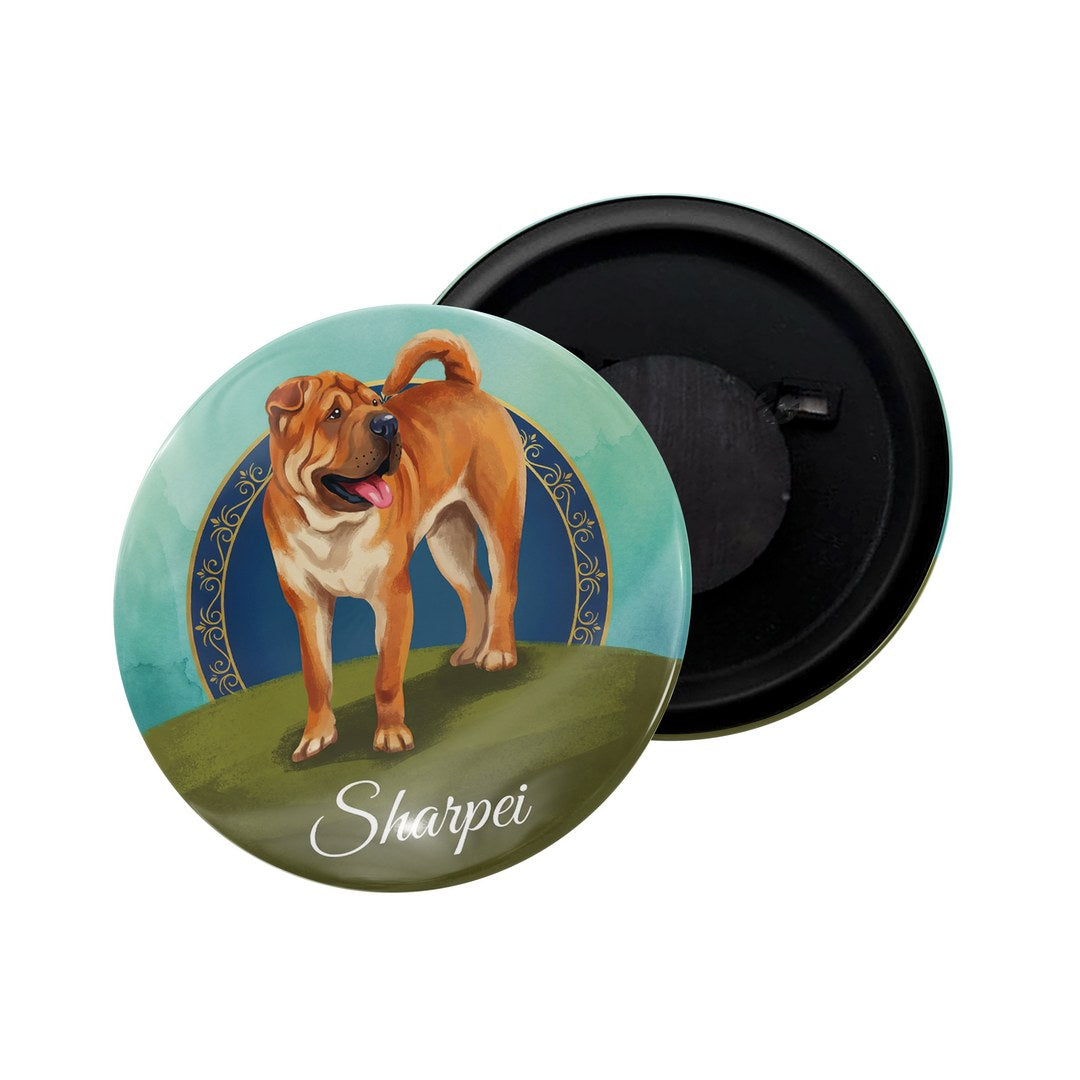 dhcrafts Fridge Magnet Green Color Sharpei Pet Dog Glossy Finish Design Pack of 1