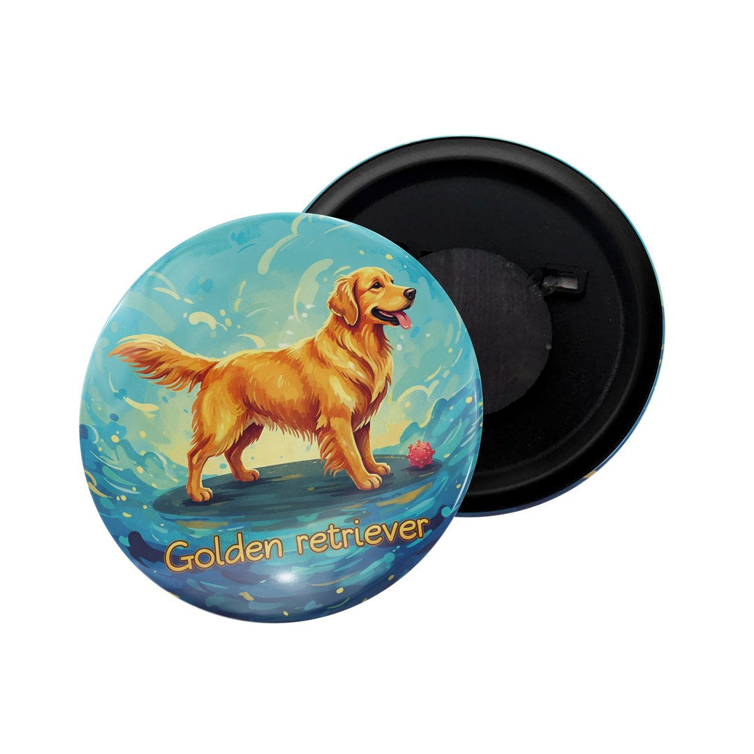 dhcrafts Fridge Magnet Blue Color Golden Retriver Pet Dog Glossy Finish Design Pack of 1