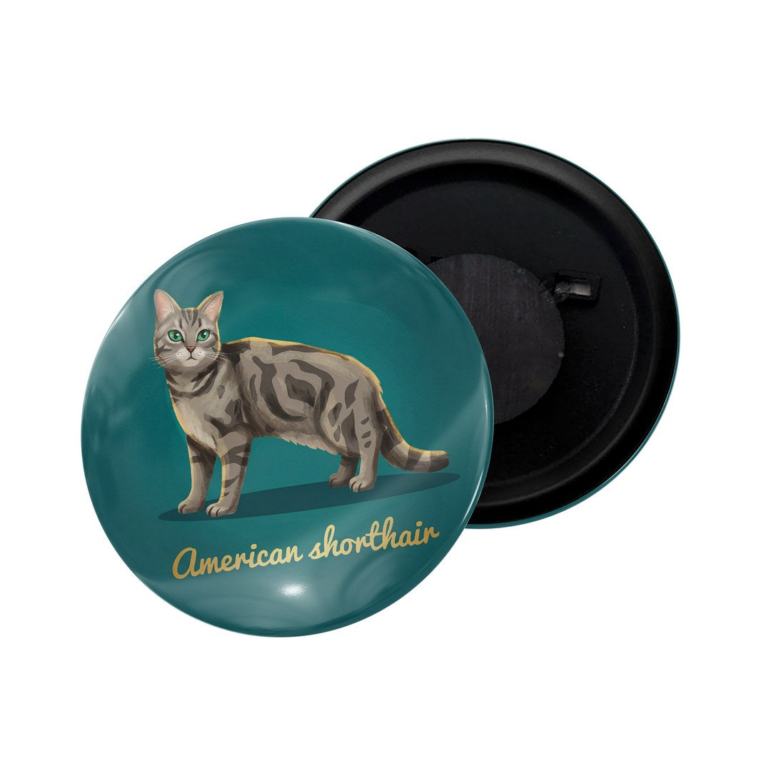 dhcrafts Fridge Magnet Green Color American Shorthair Pet Cat Glossy Finish Design Pack of 1