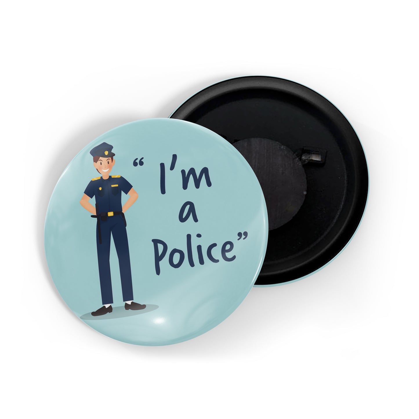 dhcrafts Round Fridge Magnet Blue Color Profession I'm A Police Glossy Finish Design Pack of 1 (58 mm)