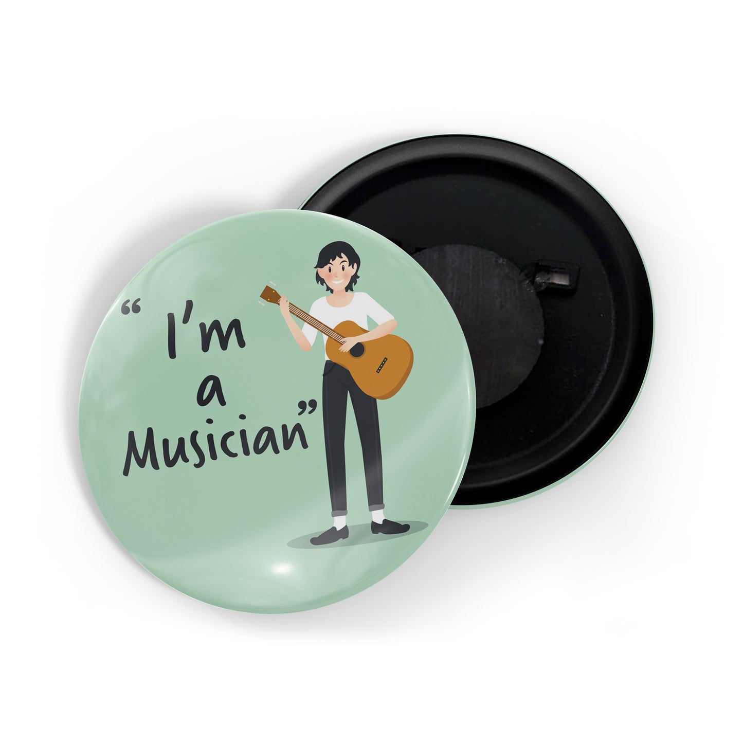 dhcrafts Round Fridge Magnet Green Color Profession I'm A Musician Glossy Finish Design Pack of 1 (58 mm)