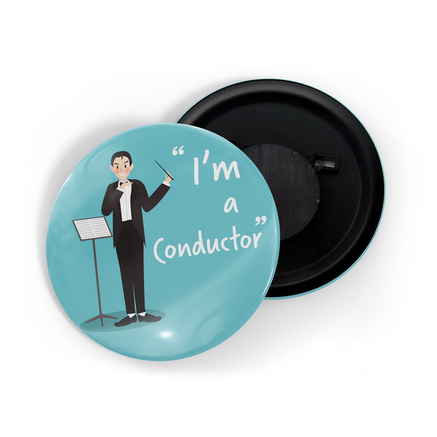 dhcrafts Round Fridge Magnet Blue Color Profession I'm A Conductor Glossy Finish Design Pack of 1 (58 mm)