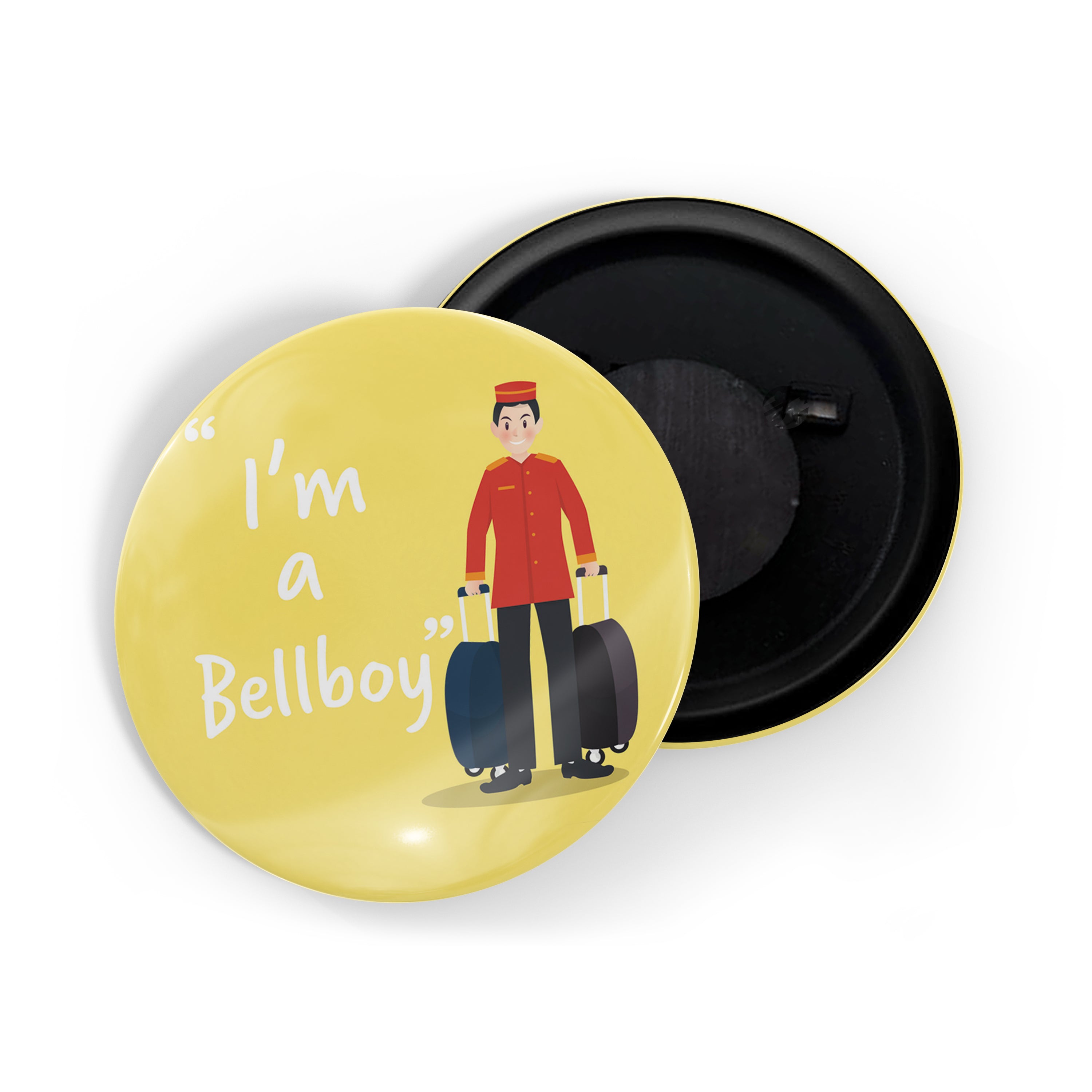 dhcrafts Round Fridge Magnet Yellow Color Profession I'm A Bellboy Glossy Finish Design Pack of 1 (58 mm)