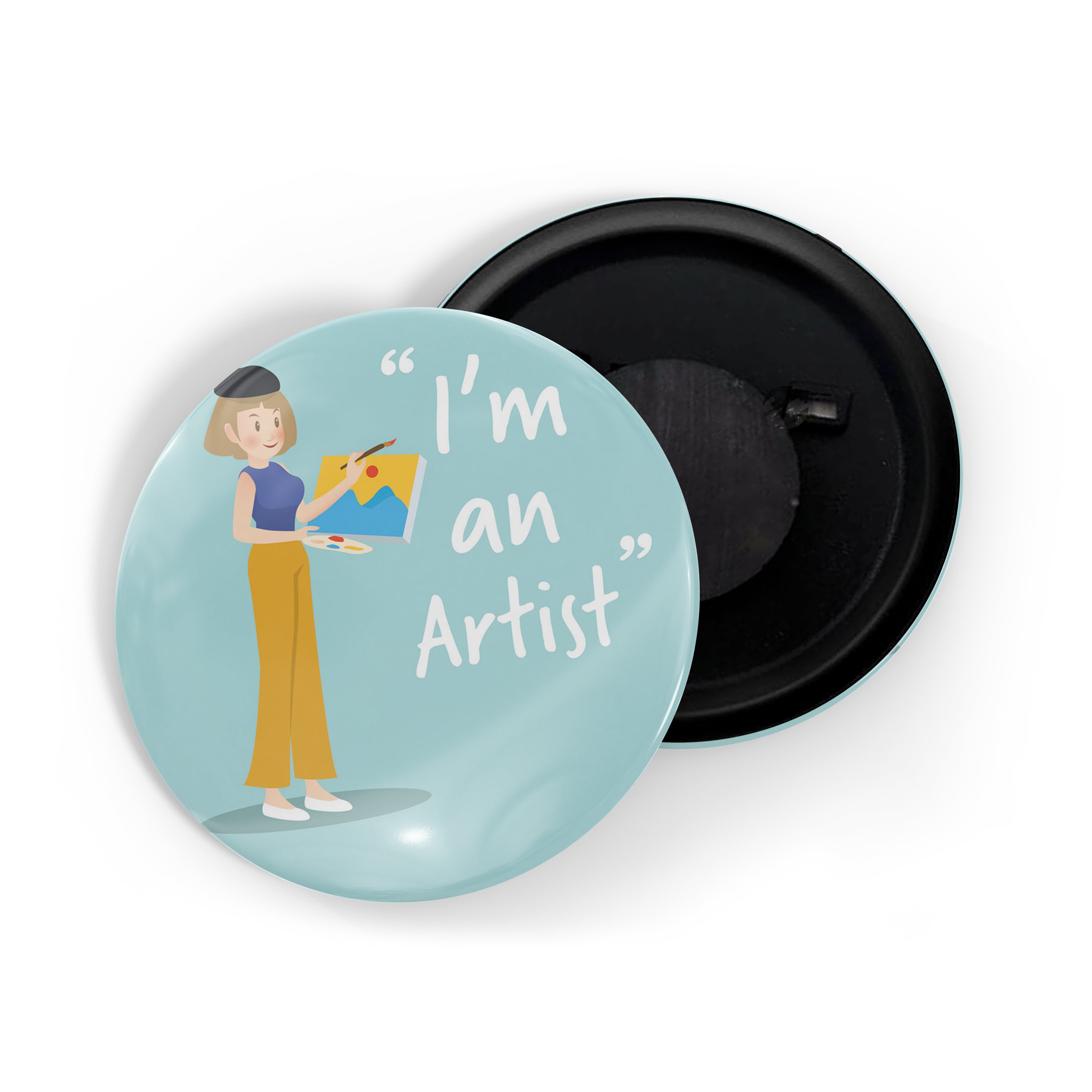 dhcrafts Round Fridge Magnet Blue Color Profession I'm Am Artist Glossy Finish Design Pack of 1