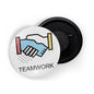 dhcrafts Round Fridge Magnet White Color Teamwork Glossy Finish Design Pack of 1