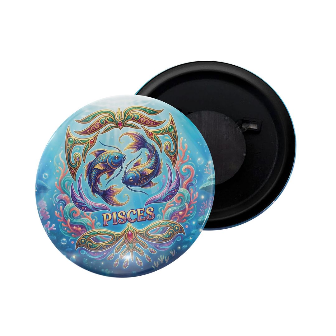dhcrafts Fridge Magnet Purple Color Vintage Zodiac Sign Pisces D1 Glossy Finish Design Pack of 1