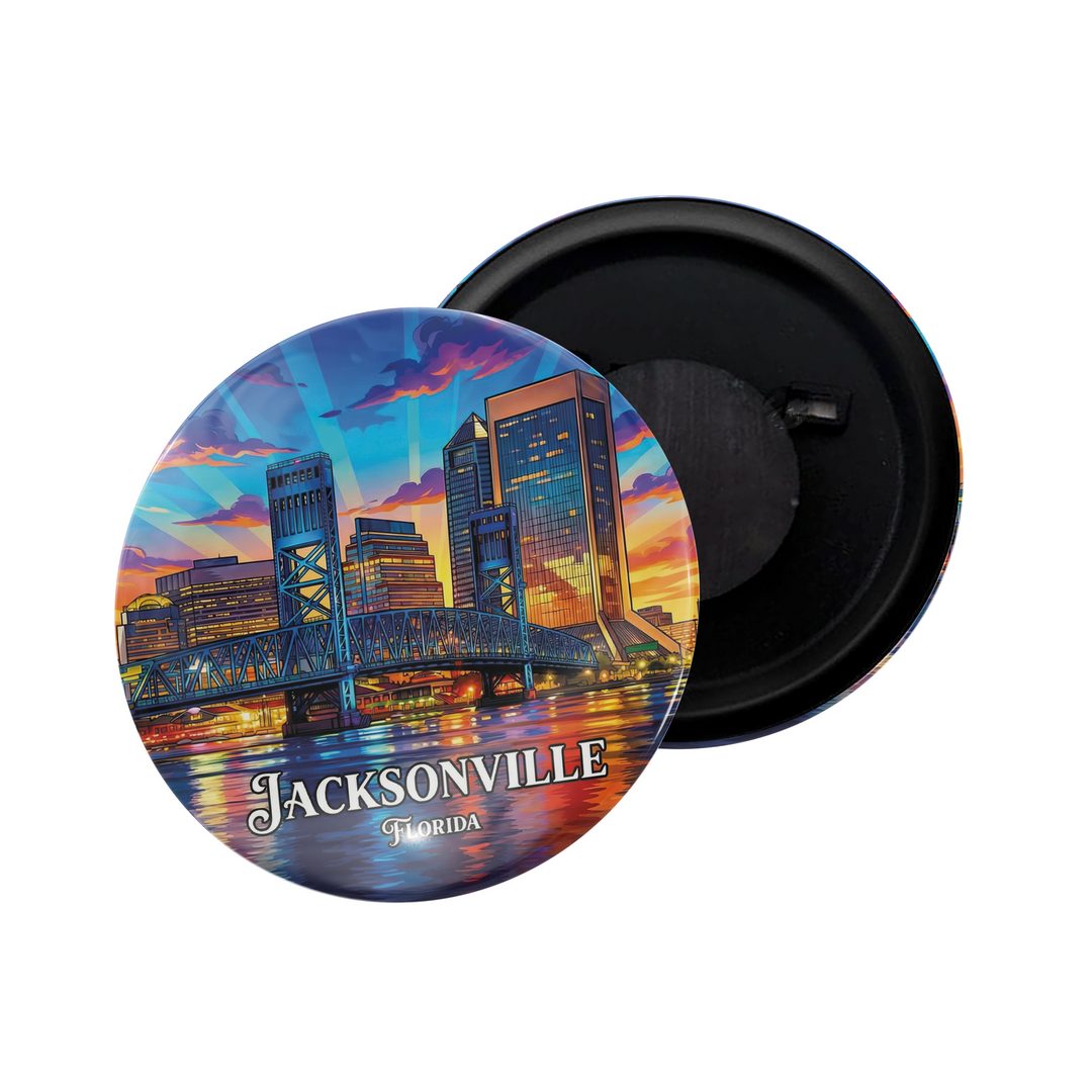 dhcrafts Fridge Magnet Multicolor Jacksonville Florida D2 Glossy Finish Design Pack of 1