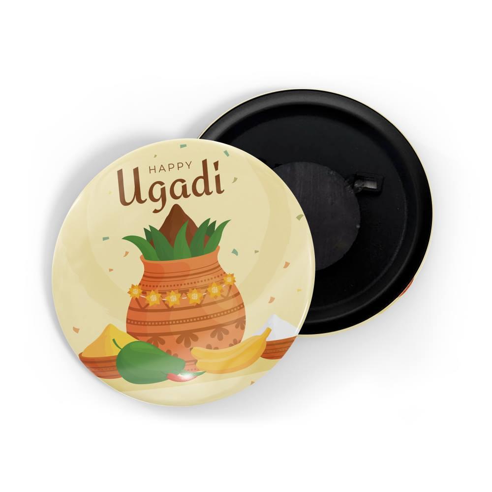 dhcrafts Fridge Magnet Pink Ugadi D3 Glossy Finish Design Pack of 1