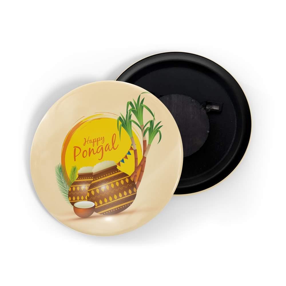 dhcrafts Fridge Magnet Yellow Pongal D1 Glossy Finish Design Pack of 1