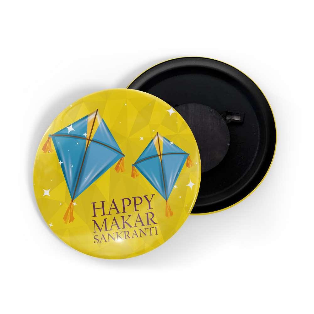 dhcrafts Fridge Magnet Yellow Makar Sankranti D3 Glossy Finish Design Pack of 1