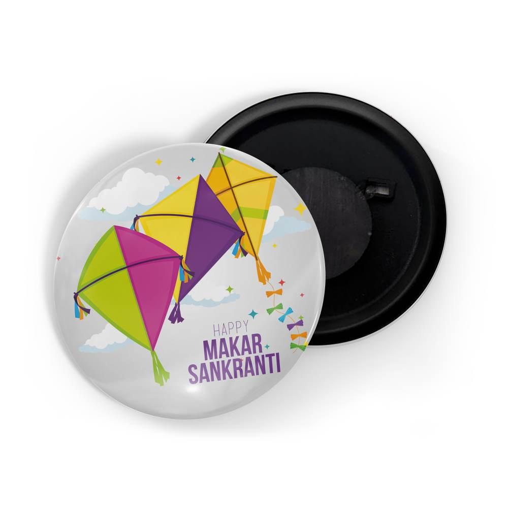 dhcrafts Fridge Magnet Grey Makar Sankranti D4 Glossy Finish Design Pack of 1
