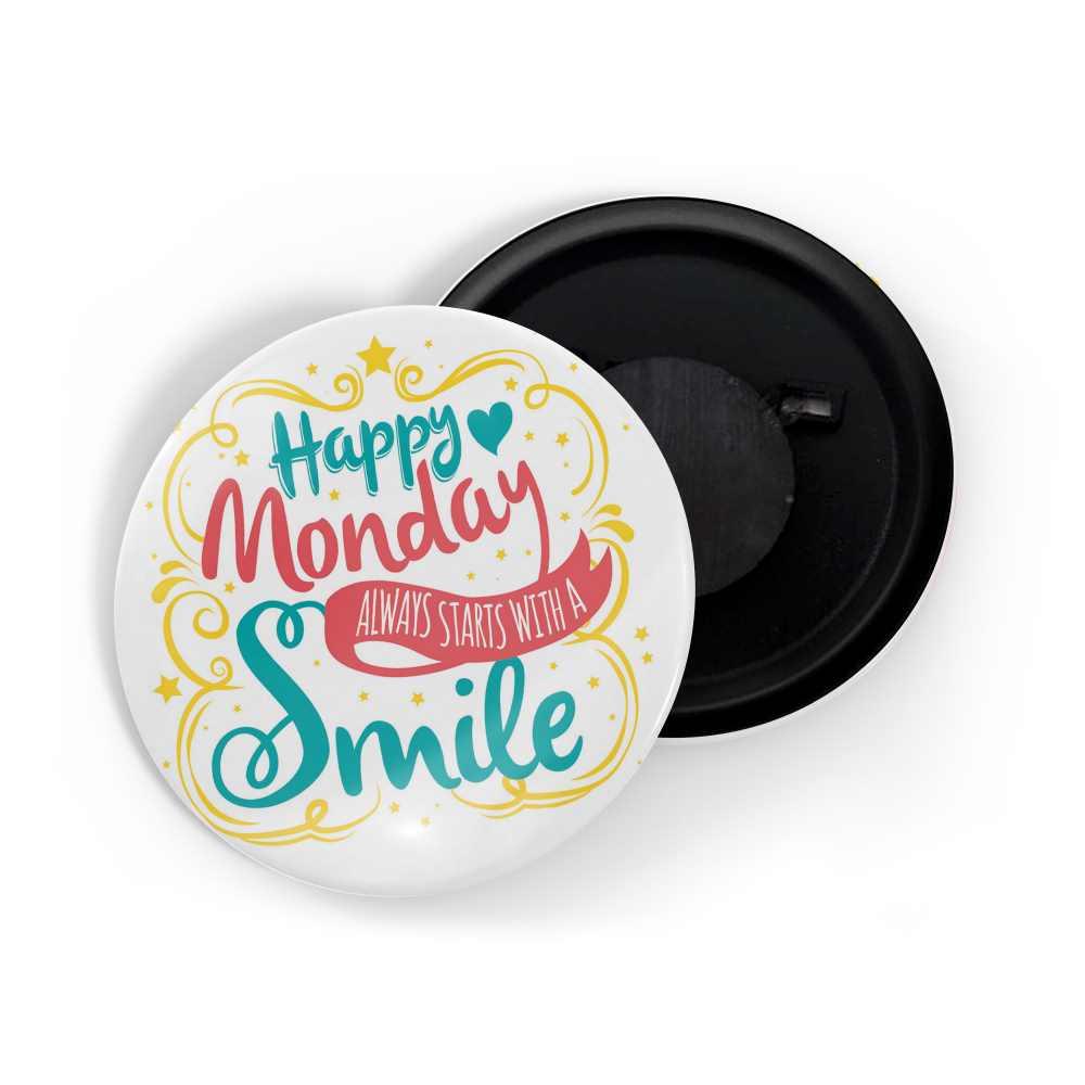 dhcrafts Fridge Magnet White Monday Always Starts with A Smile Glossy Finish Design Pack of 1
