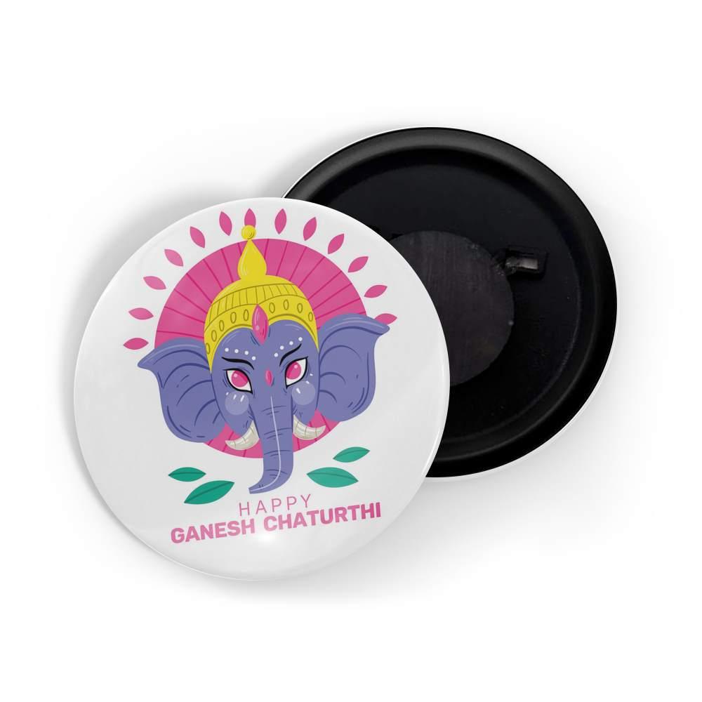 dhcrafts Fridge Magnet White Ganesha Chaturthi D2 Glossy Finish Design Pack of 1