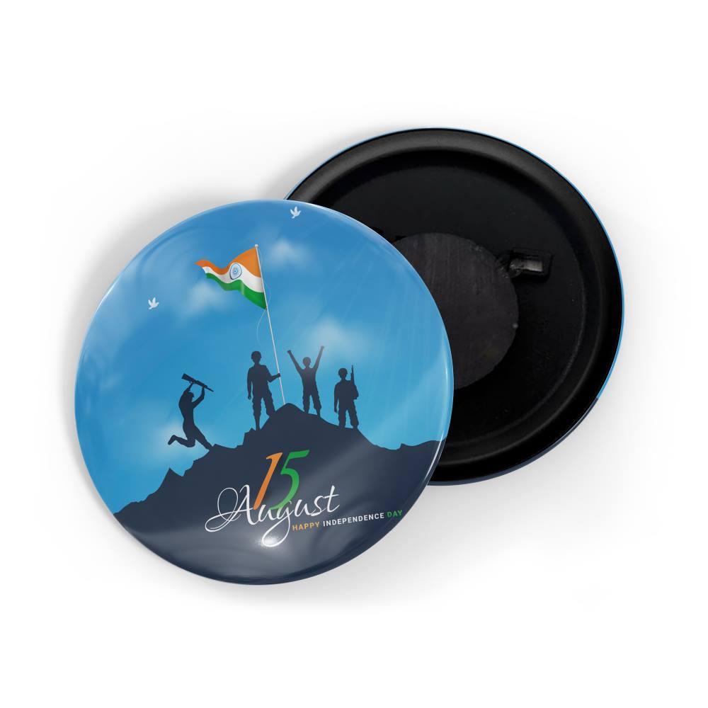 dhcrafts Fridge Magnet Blue Independence Day 15th August D1 Glossy Finish Design Pack of 1