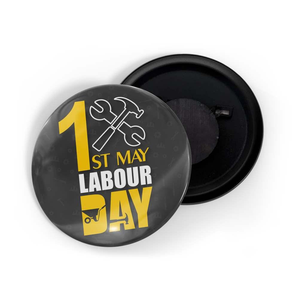 dhcrafts Fridge Magnet Grey Labour's Day 1st May D1 Glossy Finish Design Pack of 1