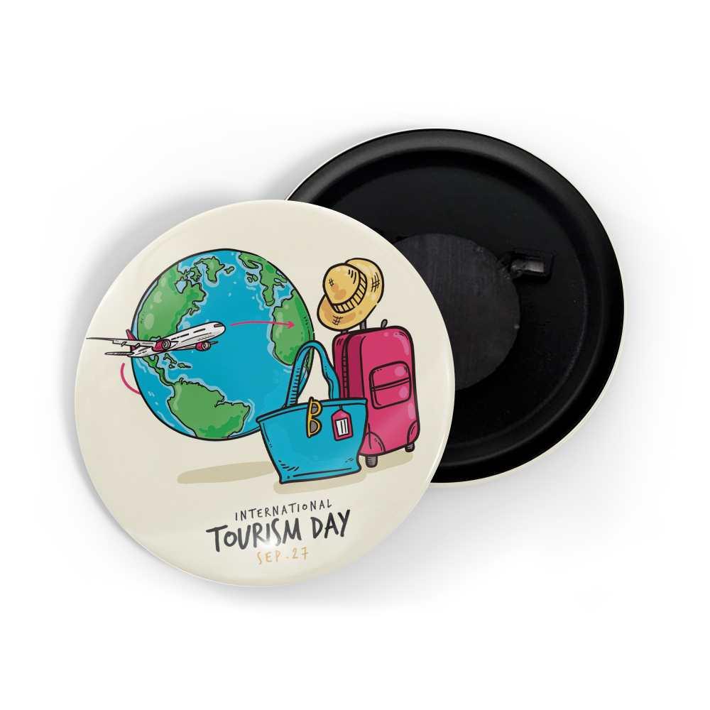 dhcrafts Fridge Magnet Yellow International Tourism Day Glossy Finish Design Pack of 1